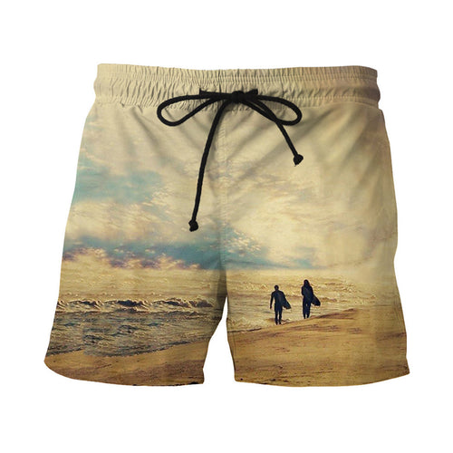 Men Fast Dry Beach Shorts Casual Surfing Swimming Trunks with Pockets